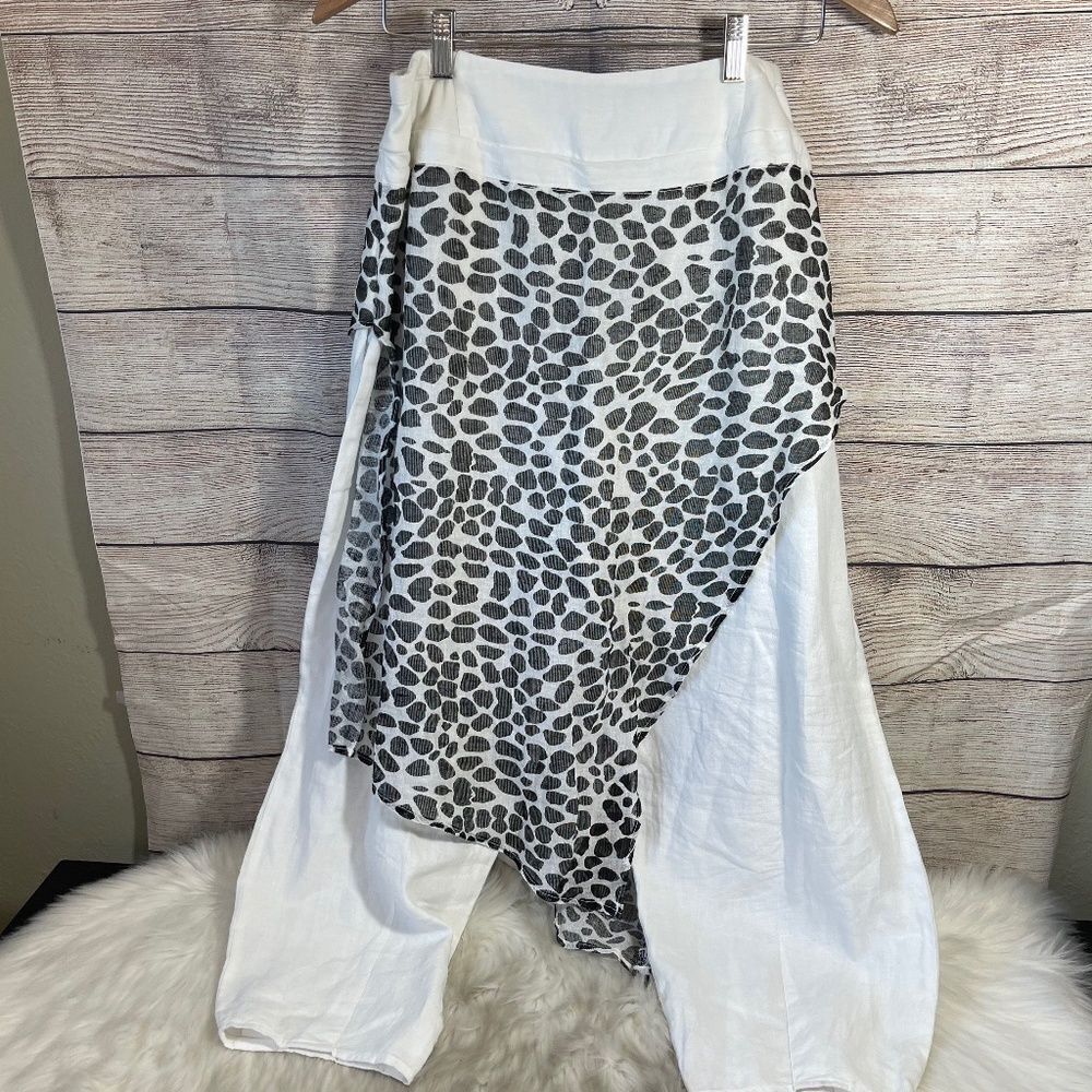Banana Blue Australia‎ White Linen Draped Harem Pants Sz S